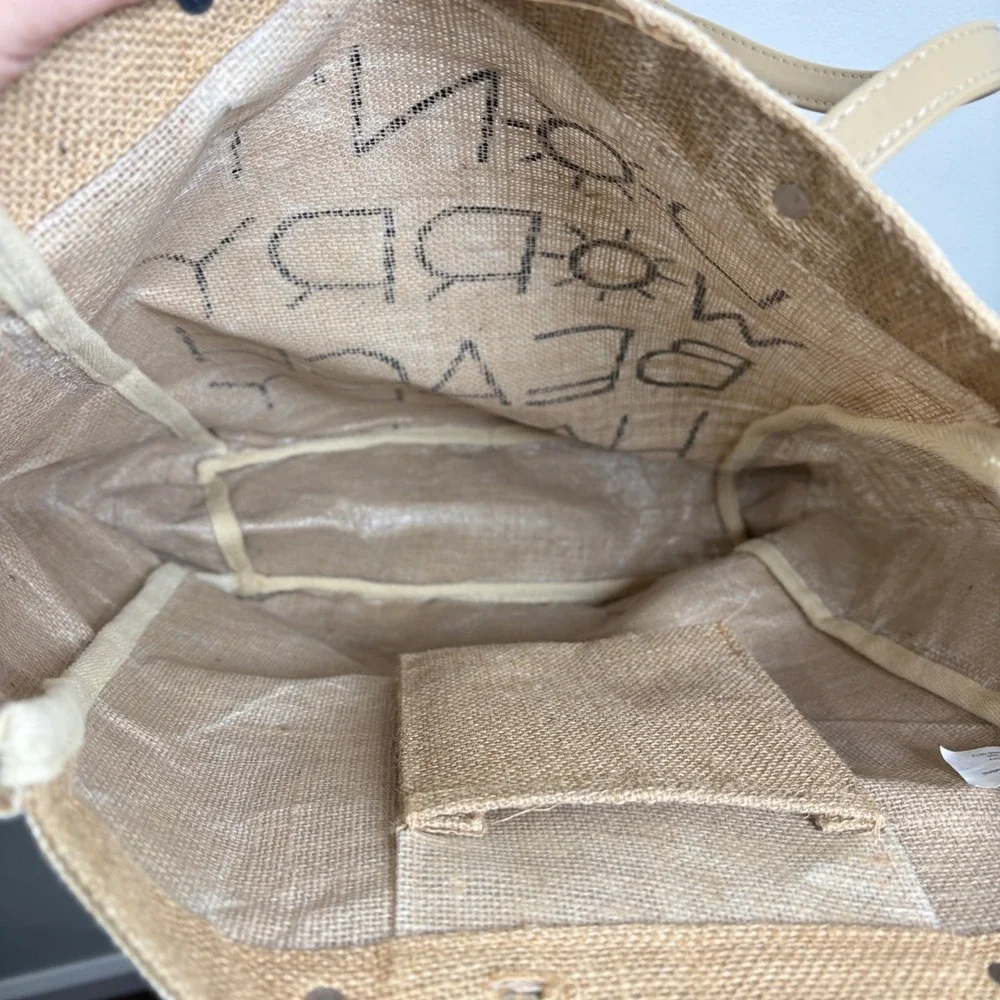 Unbranded Tote Bag Womens‎ Large Tan Burlap Dont Worry Beach Happy Summer Jute